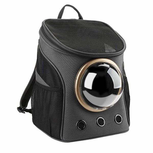 Texsens’ breathable bubble backpack for cats in black color.
