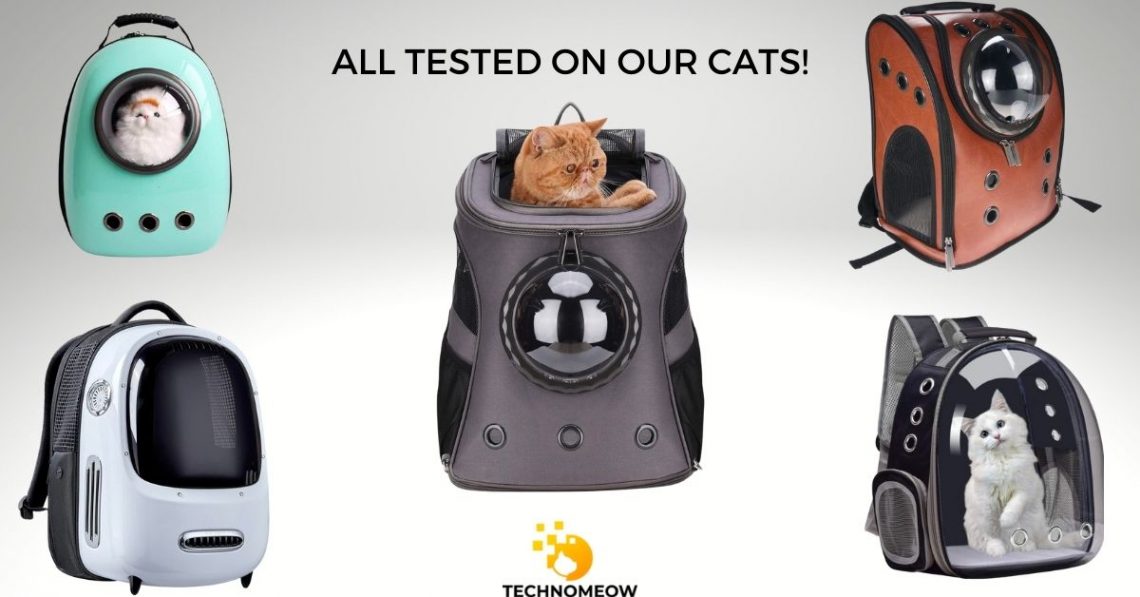 Cat backpacks that were tested by Technomeow team