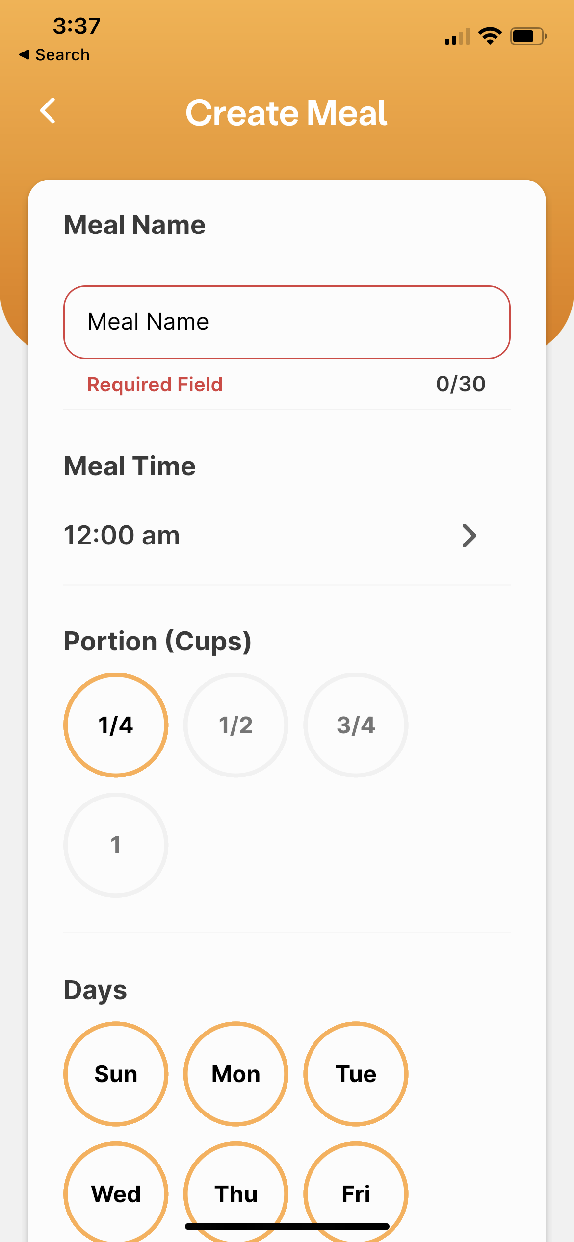 Creating schedule in Feeder Robot app