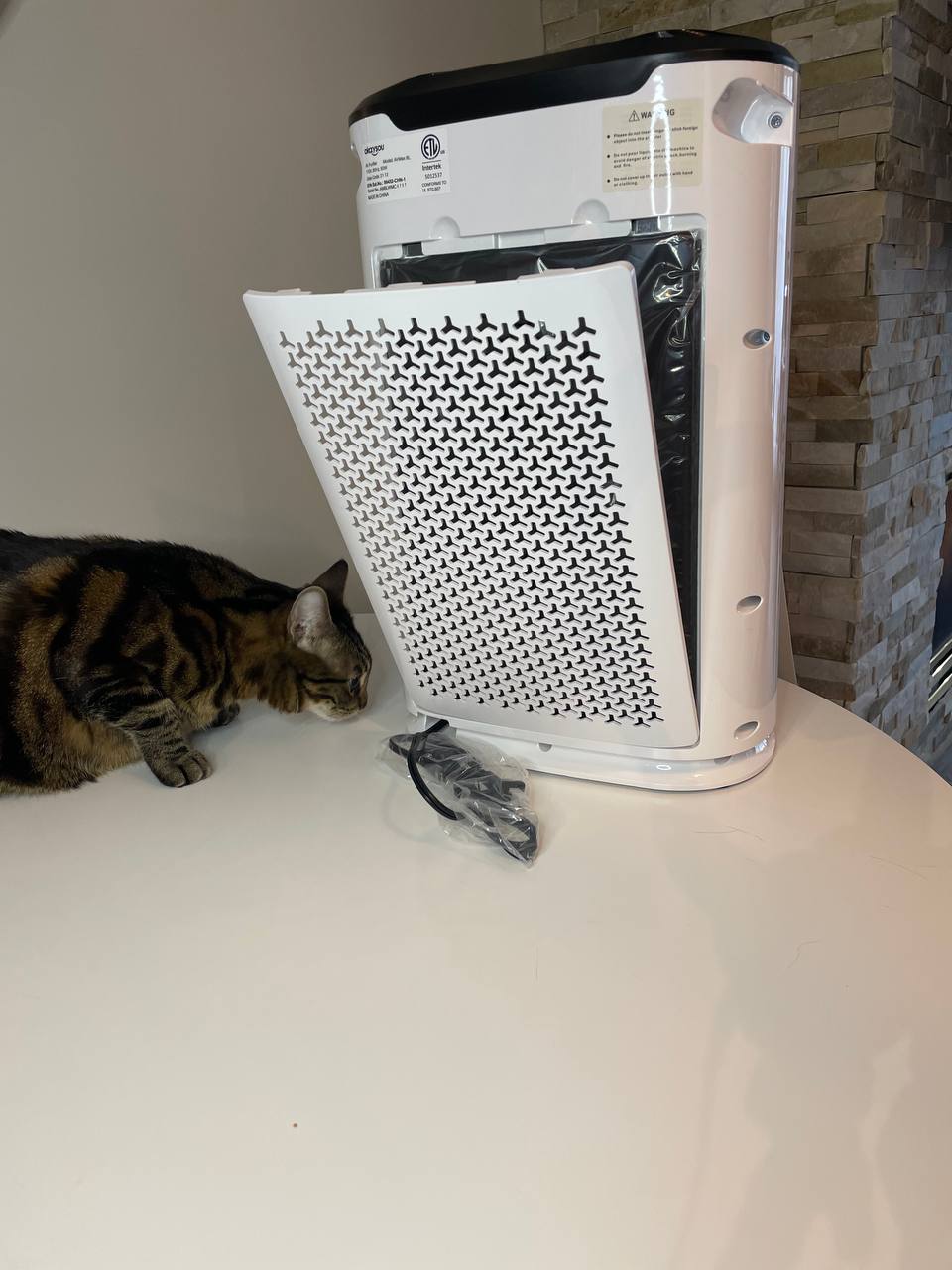 My cat keep exploring unboxed Okaysou air purifier