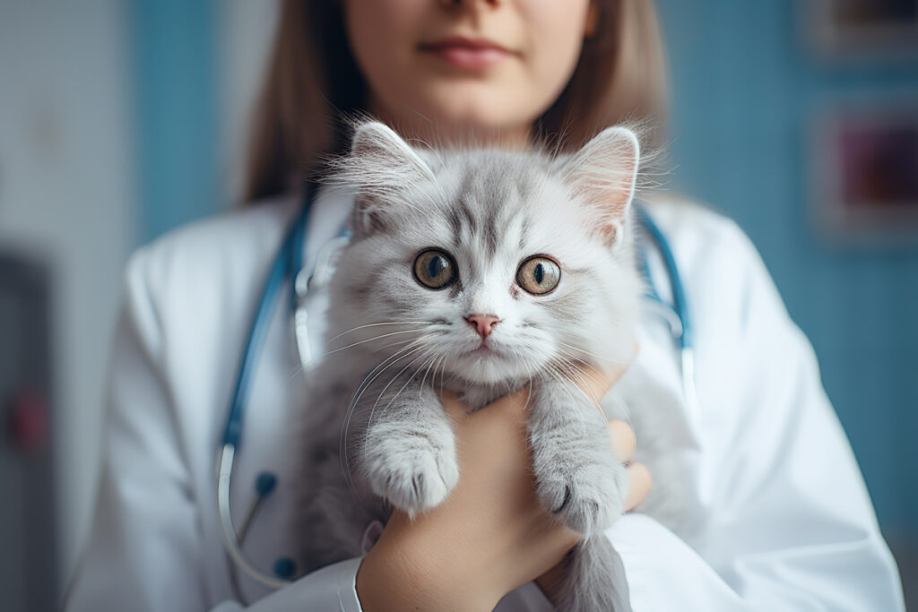 Cat with a veterinarian