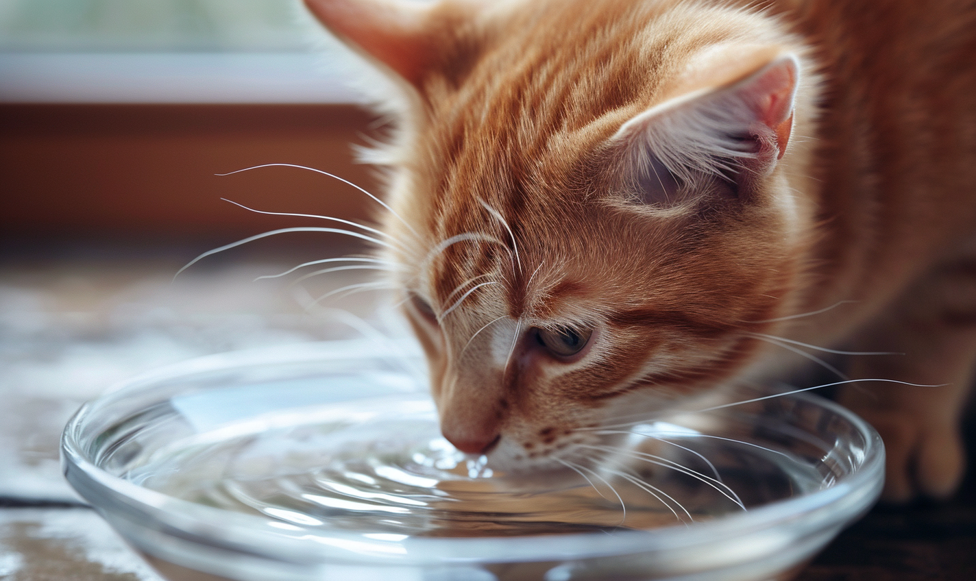 Cat that is dehydrated that is drinking water
