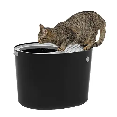 IRIS USA Large Stylish Round Top Entry Cat Litter Box