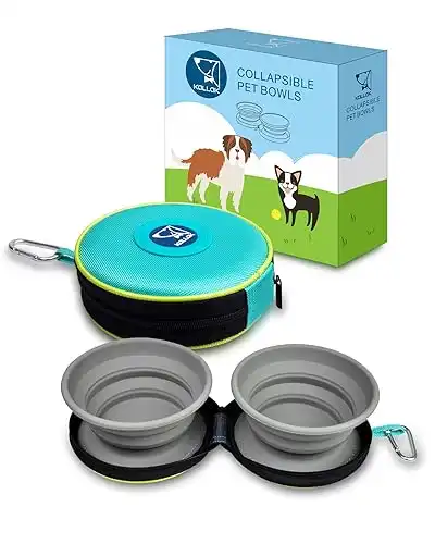 KALLAK Collapsible Twin Pet Bowls for Cats and Dogs