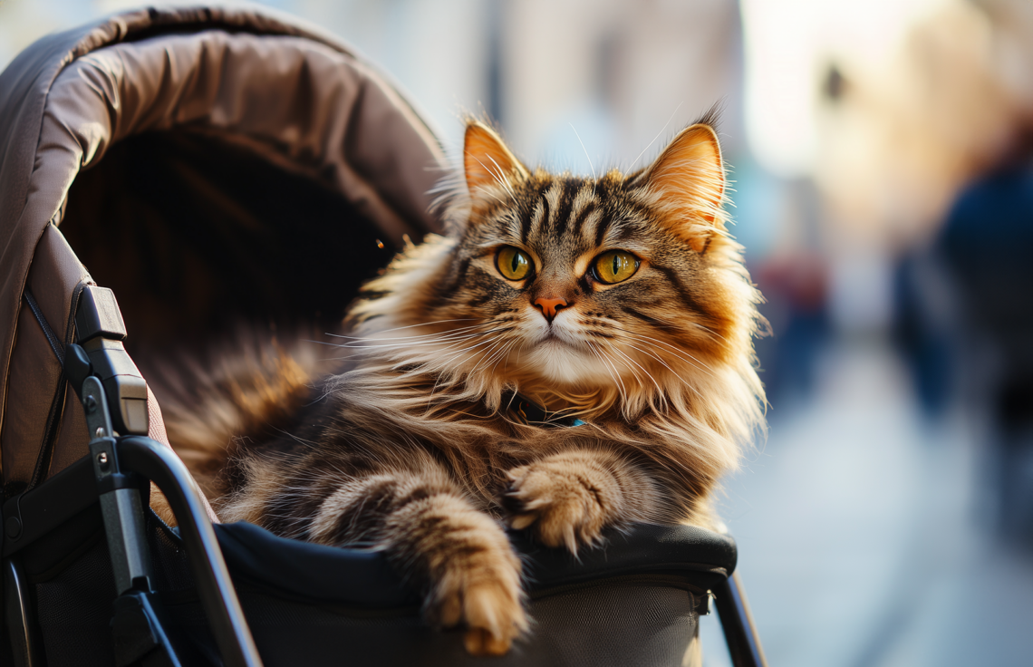 Best cat strollers - fluffy cat in stroller