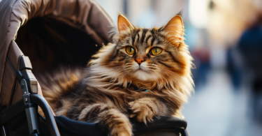 Best cat strollers - fluffy cat in stroller