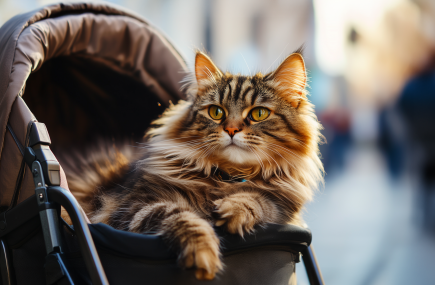 Best cat strollers - fluffy cat in stroller