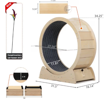 Coziwow Exercise Wheel with Lock & Teaser Cat Treadmill