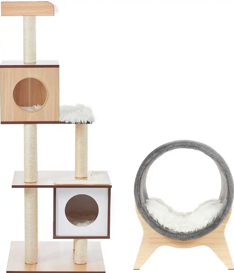 Frisco 62-in Modern Tree Condo + Elevated Cat Bed