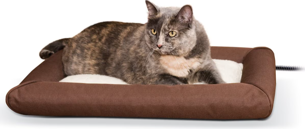 K&H Pet Products Deluxe Lectro-Soft Outdoor Heated Bolster Cat Bed