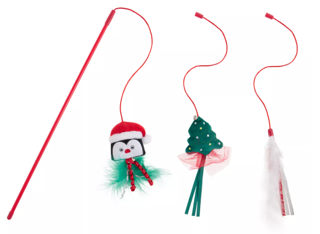 Merry & Bright™ Penguin/Tree Cat Teaser Toys 3-Pack