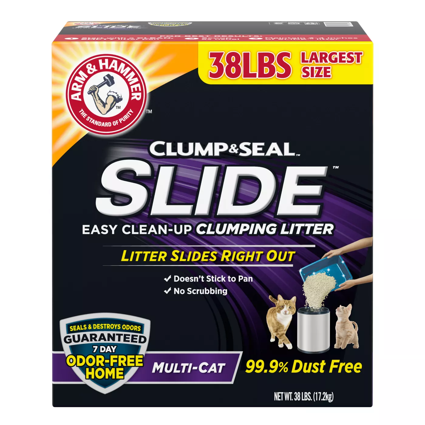 Arm & Hammer Clump & Seal Slide Clumping Multi-Cat Clay Cat Litter - Low Dust