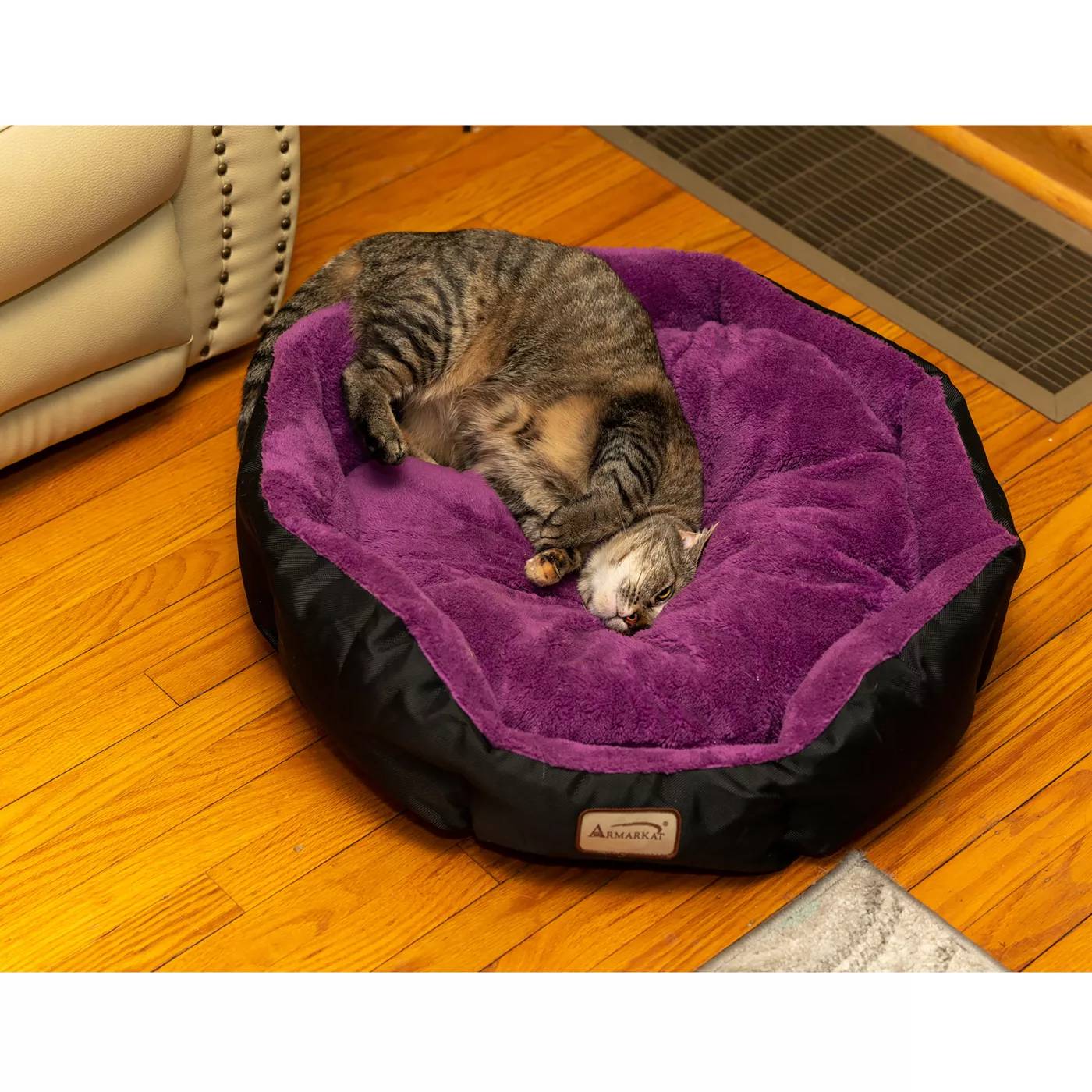 Armarkat Large Purple and Black Soft Cat Bed