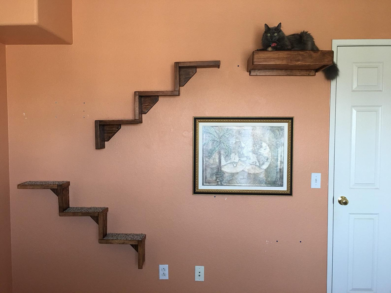 Artisan Made Floating Cat Wall Stairs & Floating Cat Wall Bed
