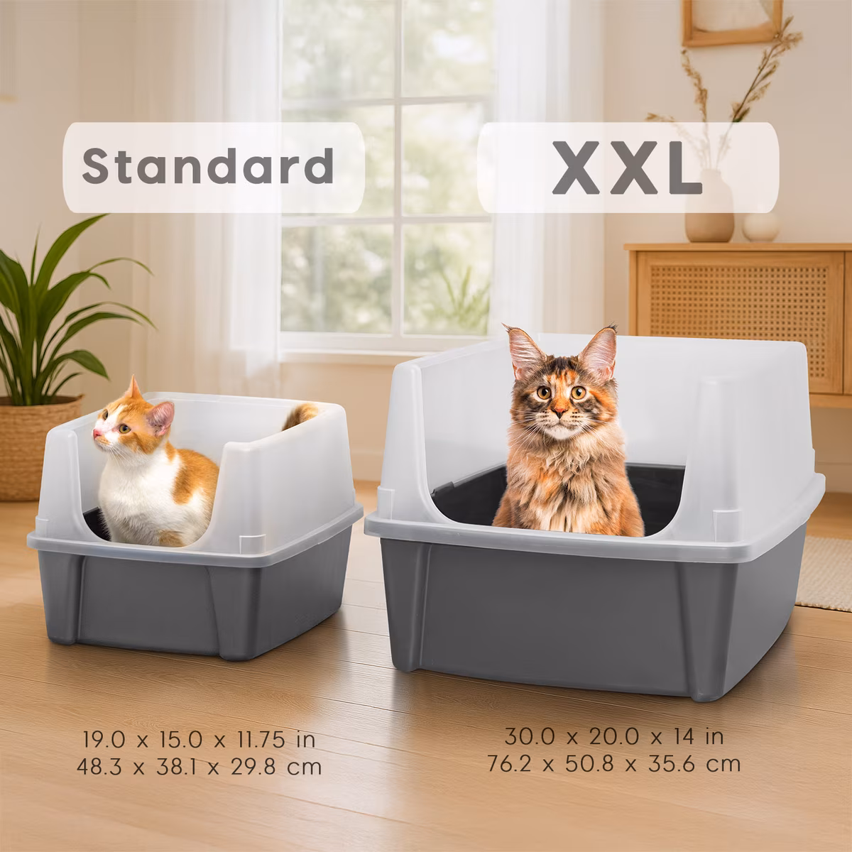IRIS Open Top XX-Large Cat Litter Box with Scatter Shield