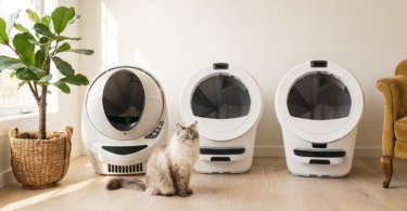 Litter Robot 3, 5 and 5 Pro in a room with a cat